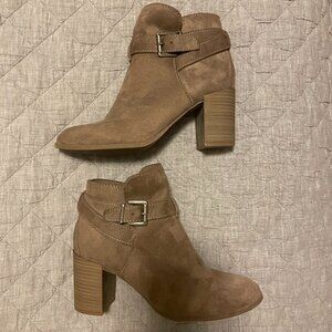 Sueded Ankle Bootie w/ Buckle Detail